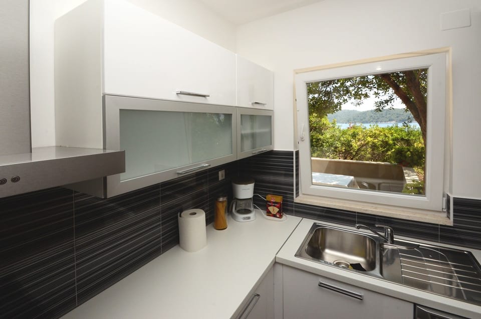 Villa | Private kitchen | Fridge, microwave, oven, stovetop