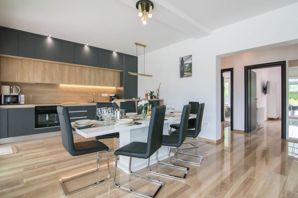 Villa | Private kitchen | Fridge, microwave, oven, stovetop