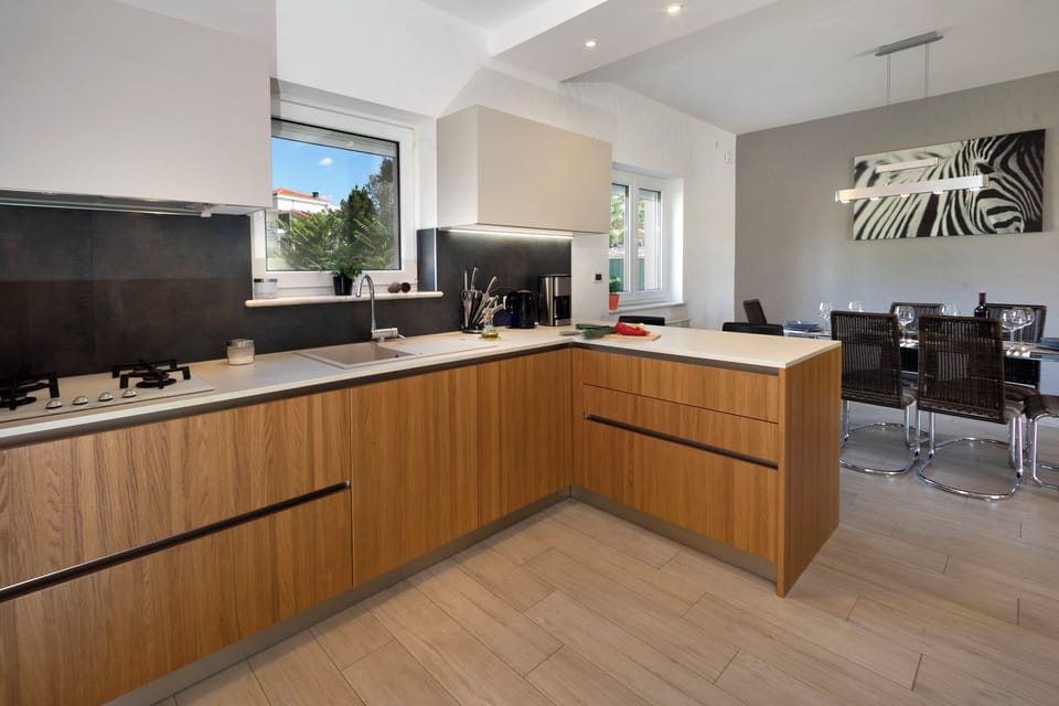 Villa | Private kitchen | Fridge, microwave, oven, stovetop