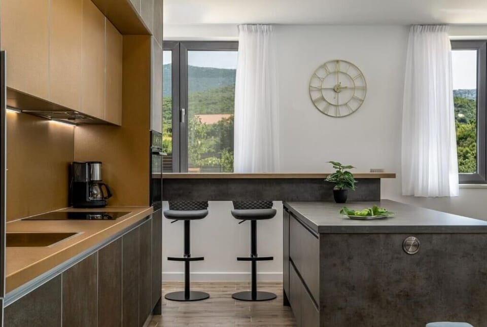 Villa | Private kitchen | Fridge, microwave, oven, stovetop
