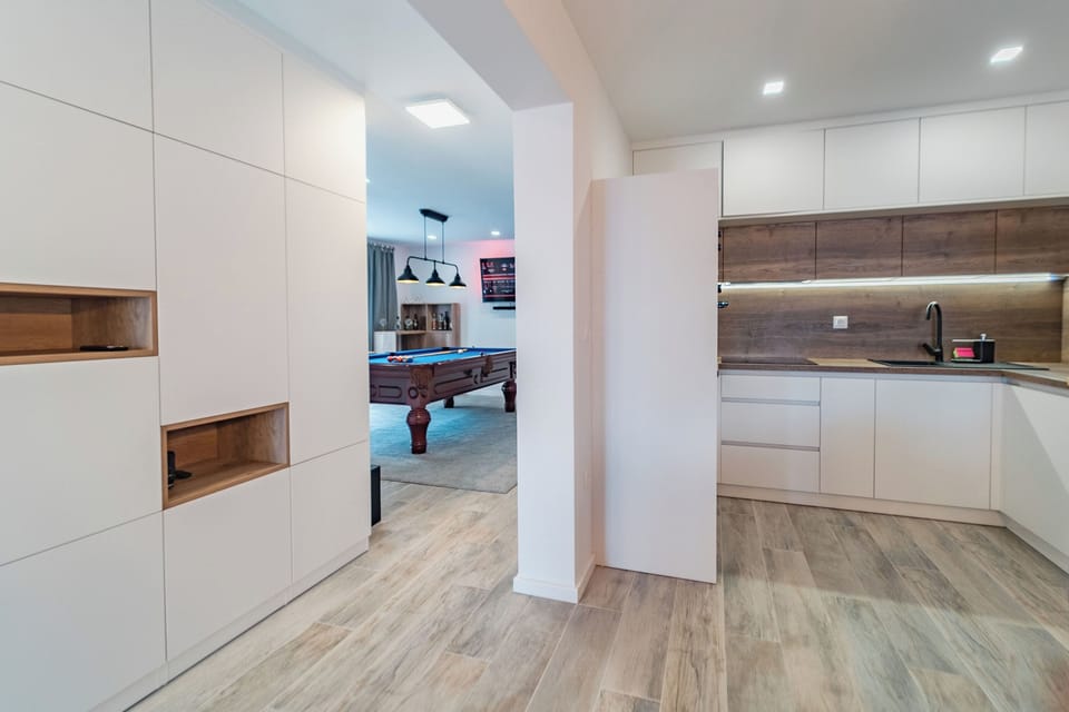 Villa | Private kitchen | Fridge, microwave, oven, stovetop