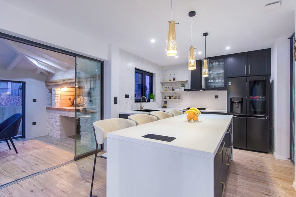 Villa | Private kitchen | Espresso maker, coffee/tea maker, fridge, microwave