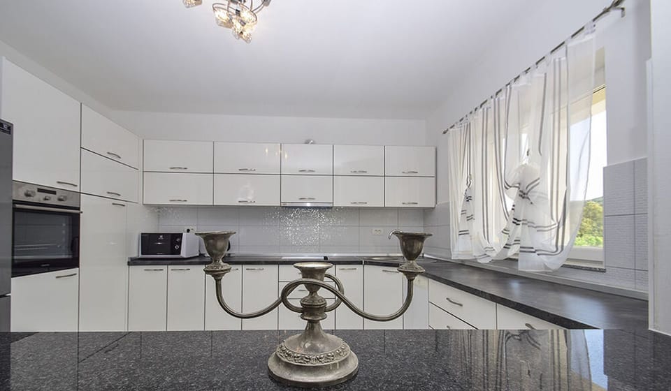 Villa | Private kitchen | Fridge, microwave, oven, stovetop