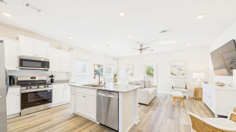 Your bright, open-concept space flows seamlessly from the fully equipped kitchen to cozy living area, perfect for relaxing after exploring.