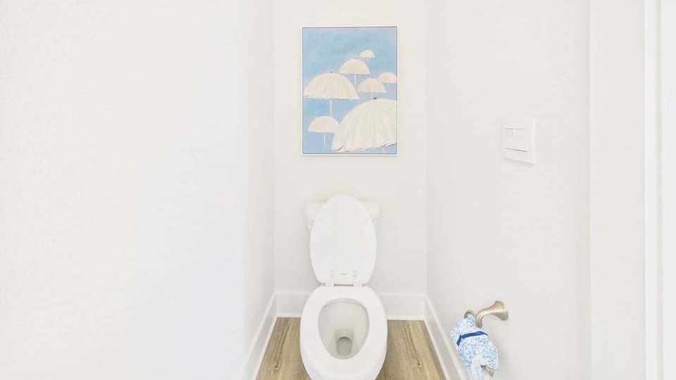Powder room on main floor with easy access from living area.