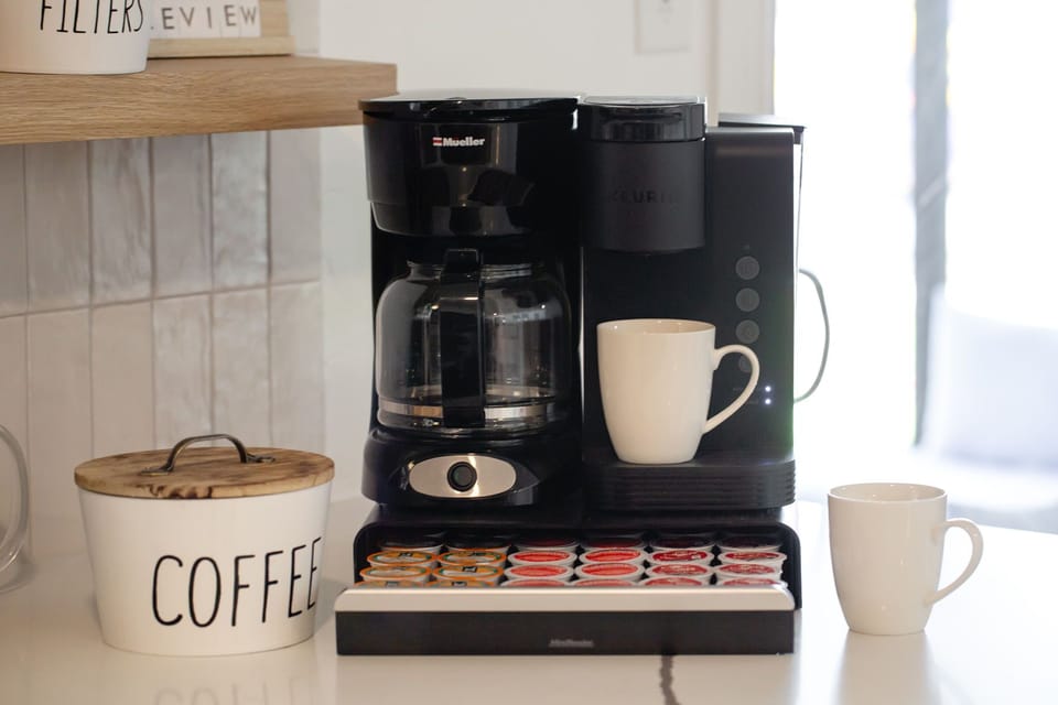 Start your mornings right at the coffee bar with both drip coffee and K-Cups