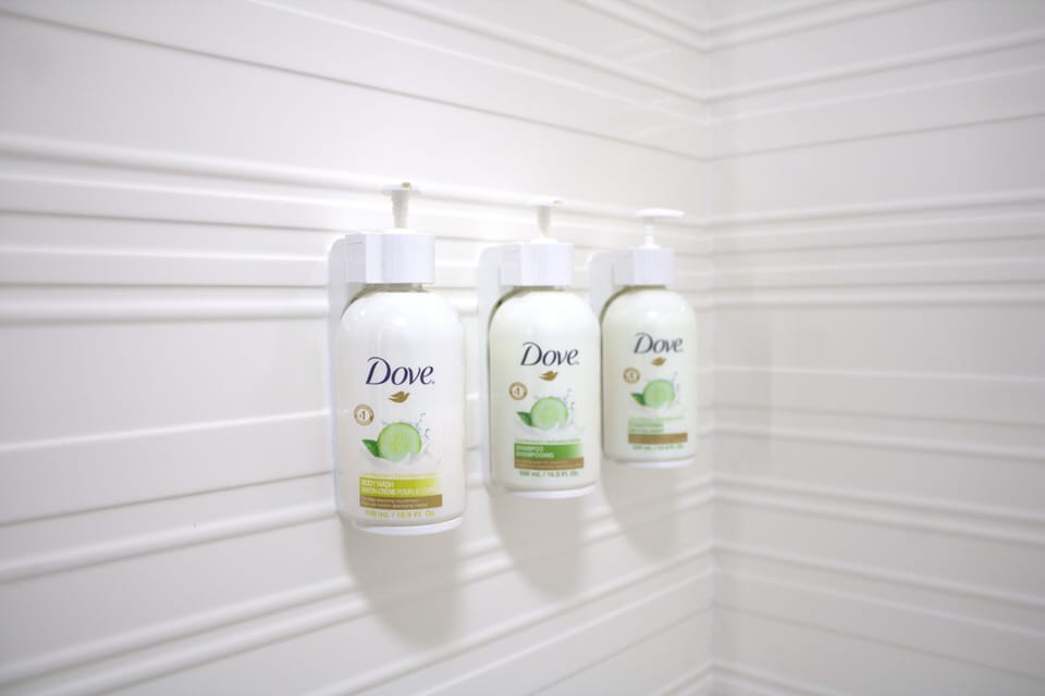 Free toiletries, hair dryer, towels, soap