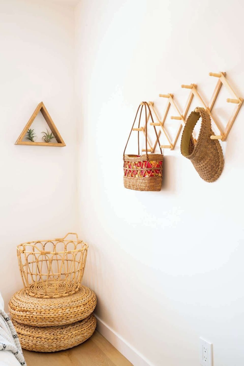 The apartment is filled with modern bohemian décor