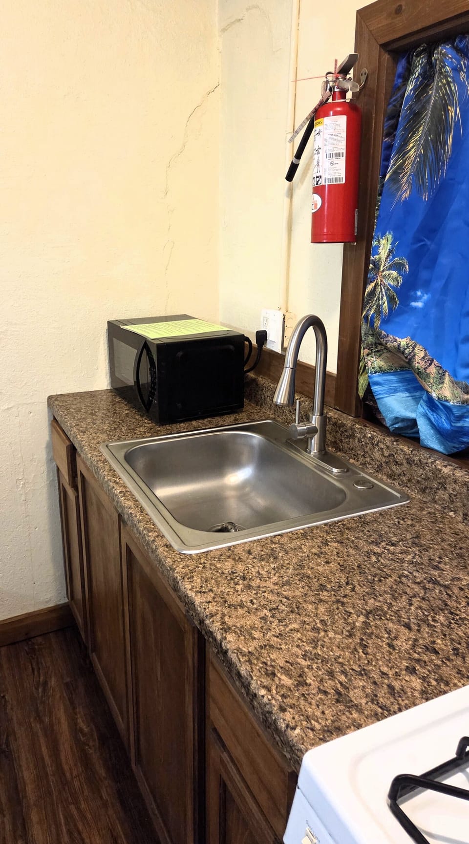 Basic cookware, dish soap, and paper products are provided.