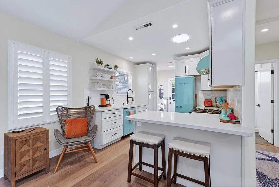 Bar-style seating in Kitchen