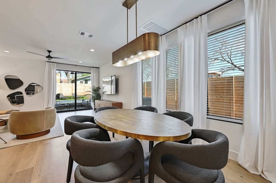 Gather for meals at the dining table for 6, right off the kitchen