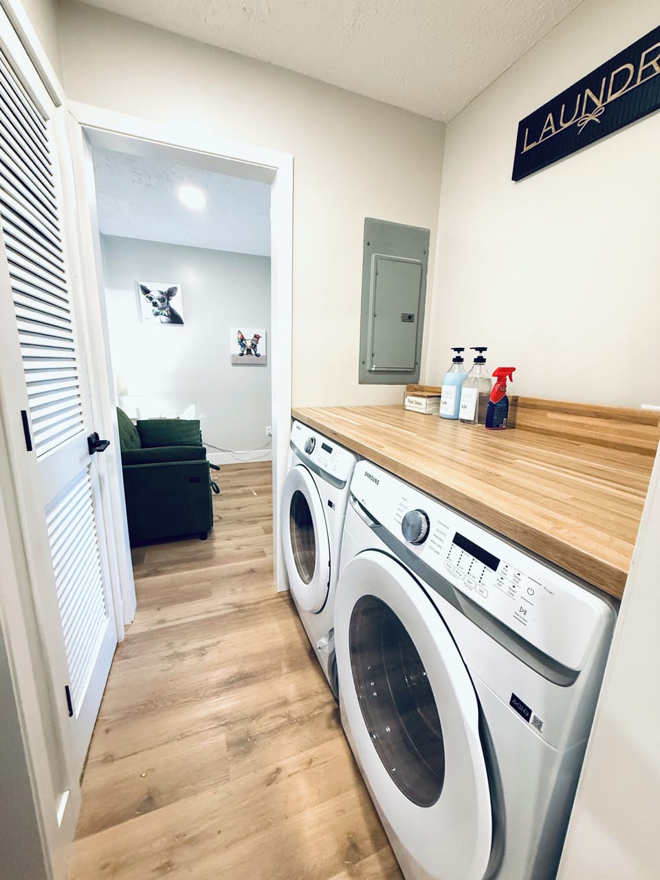 Laundry room off of kitchen to flex space.
