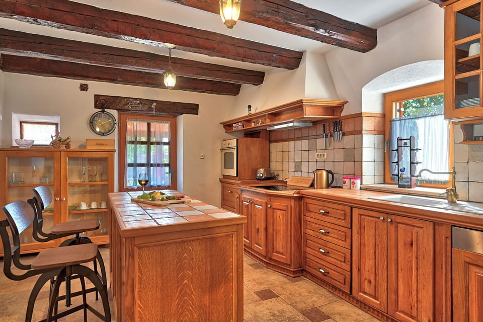 Villa | Private kitchen | Fridge, microwave, oven, stovetop