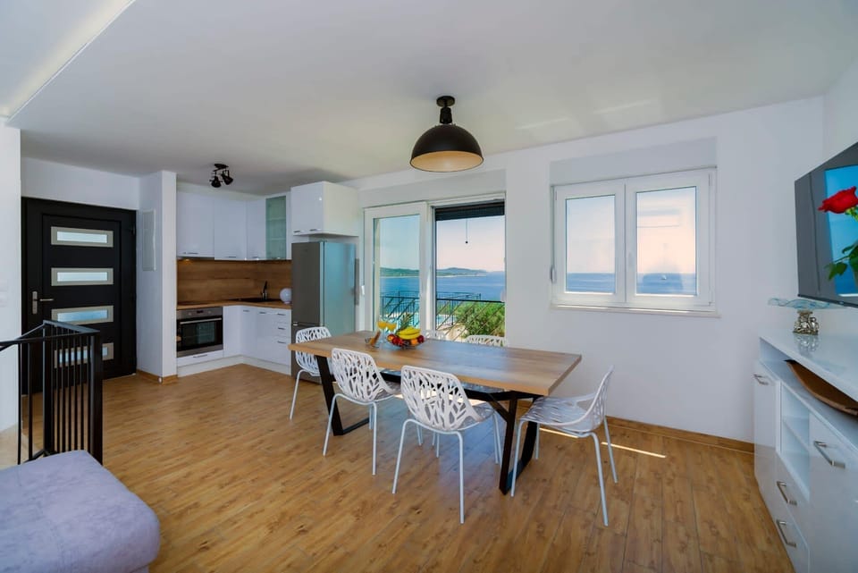 Villa | Private kitchen | Fridge, microwave, oven, stovetop