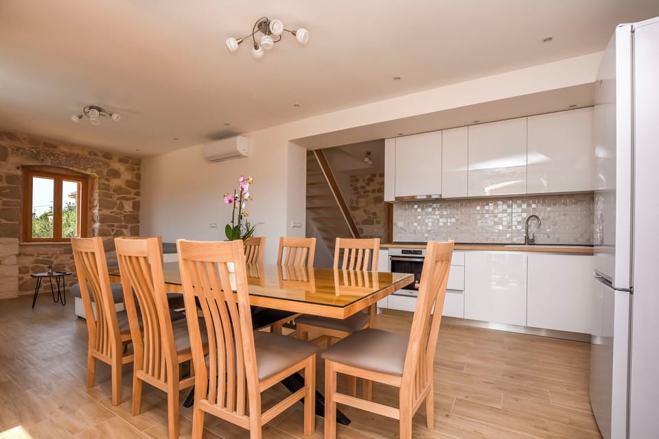 Villa | Private kitchen | Fridge, microwave, oven, stovetop