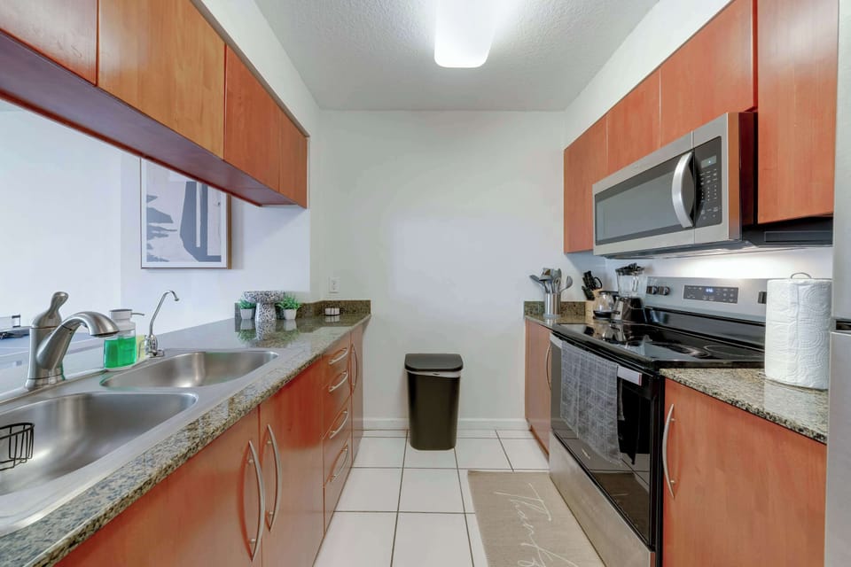 Simple, well-kept kitchen for your stay
