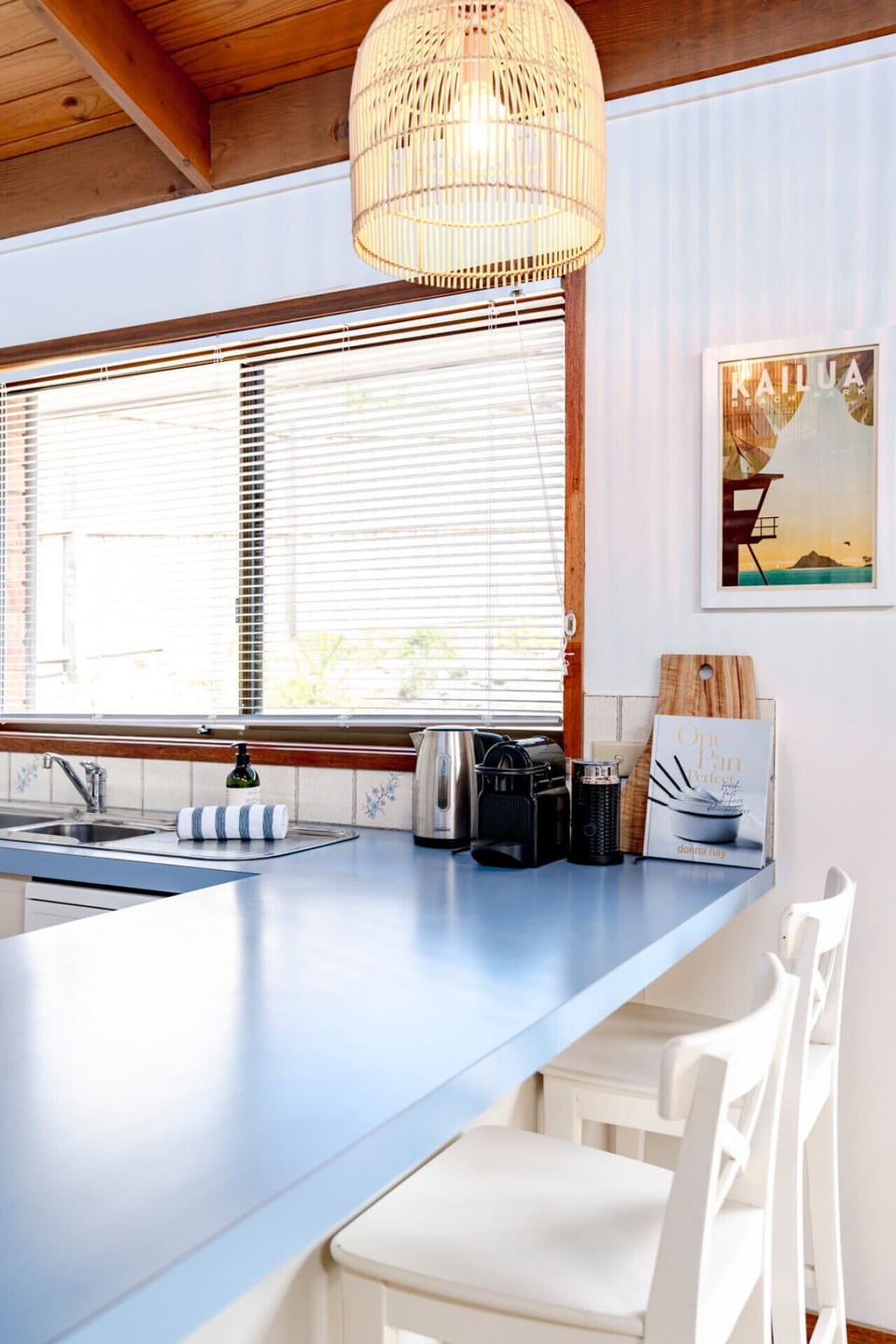 Bright kitchen corner with modern appliances and natural light
