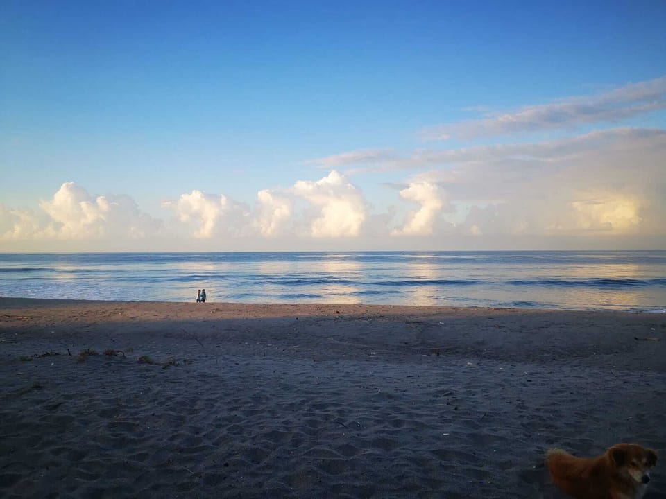Private beach, black sand