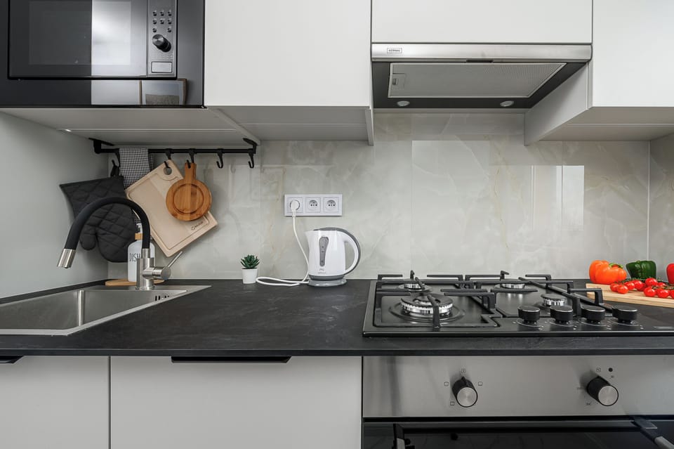 Comfort Apartment, Balcony, Courtyard View | Private kitchen | Full-size fridge, microwave, oven, dishwasher