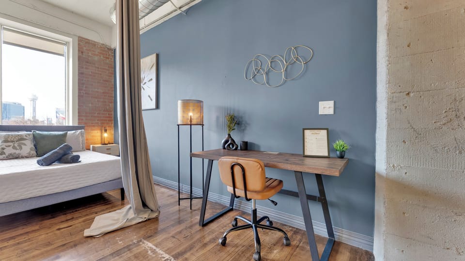 Dedicated workspace with fast Wi-Fi and natural light.
