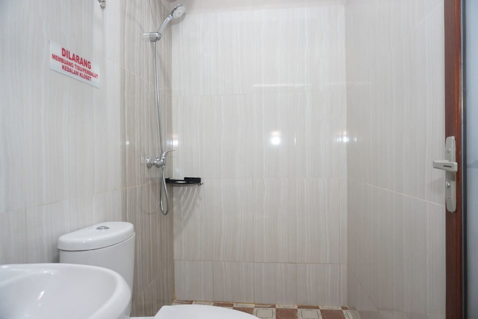 Shower, free toiletries, bidet, towels