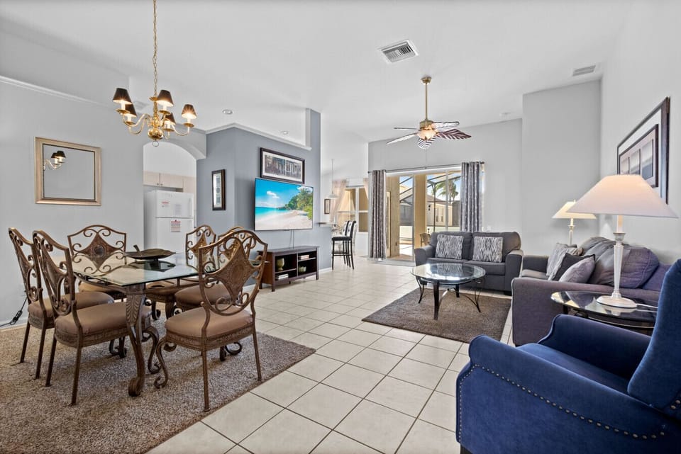 Open-concept living and dining area with natural light