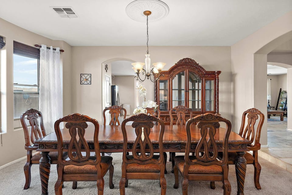 Gather around this stylish dining space for family feasts, game-night snacks, or candlelit dinners—every meal feels special here.