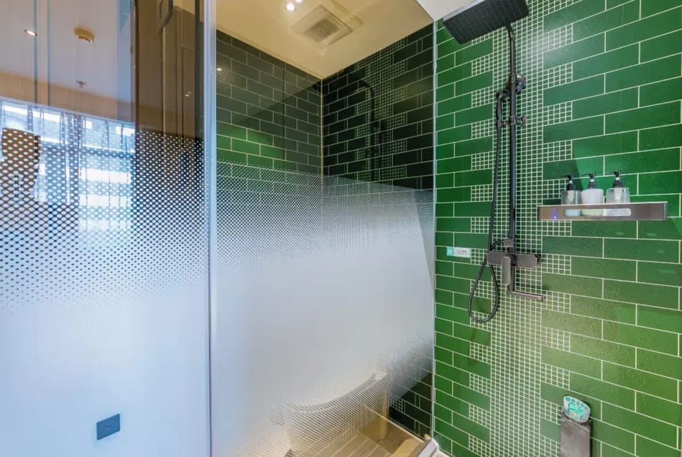 Shower, free toiletries, hair dryer, slippers