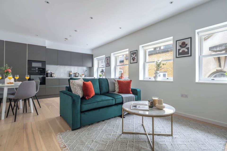The open-plan living, kitchen and dining area