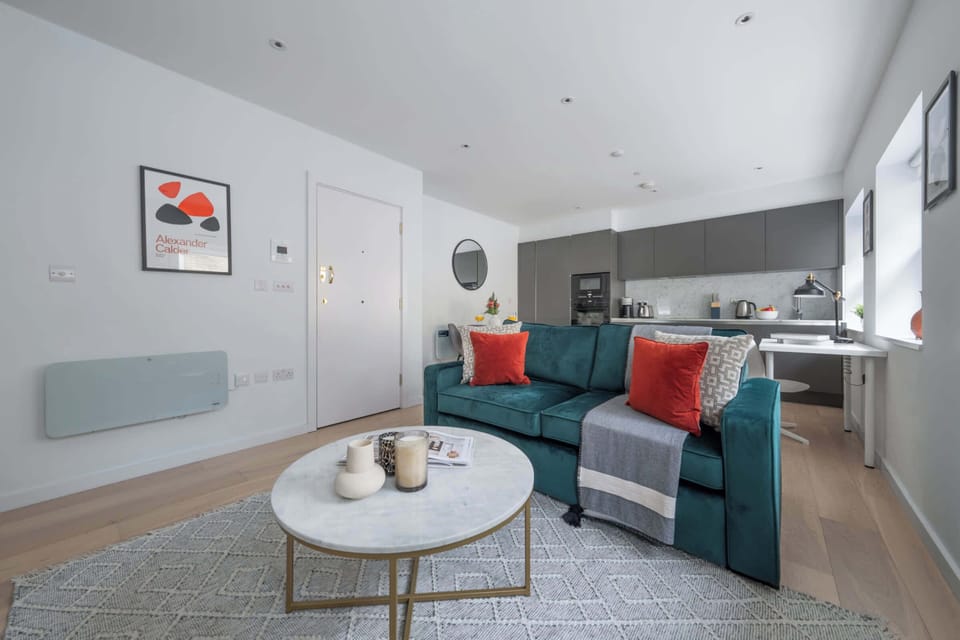 The open-plan living, kitchen and dining area