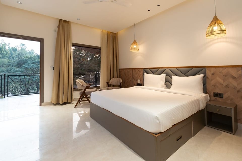 Premier Double Room, Pool View | Frette Italian sheets, premium bedding, down comforters