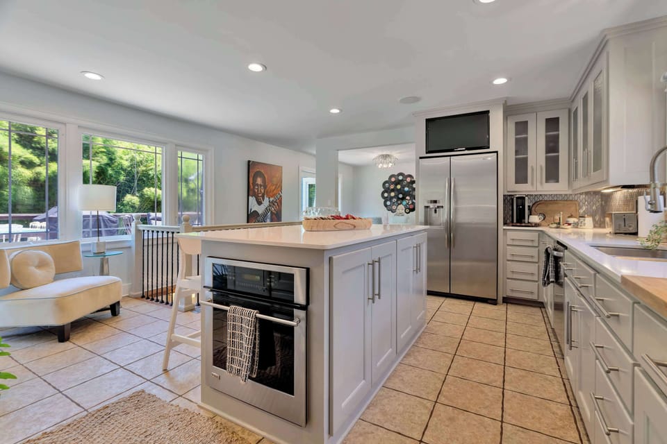 The kitchen is fully stocked with everything you'll need to make a meal or just a good cup of coffee.