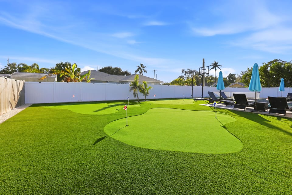 Multi-hole putting green for friendly competition and practice