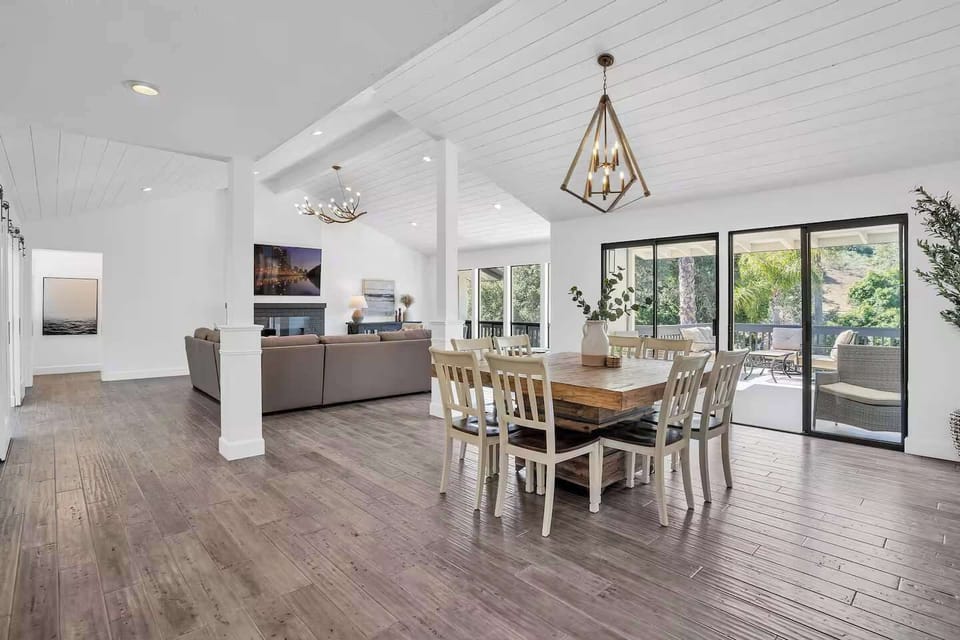 Upstairs Living Room and Dining Area