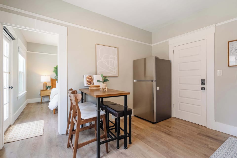 Charming dining nook ideal for casual meals or remote work.