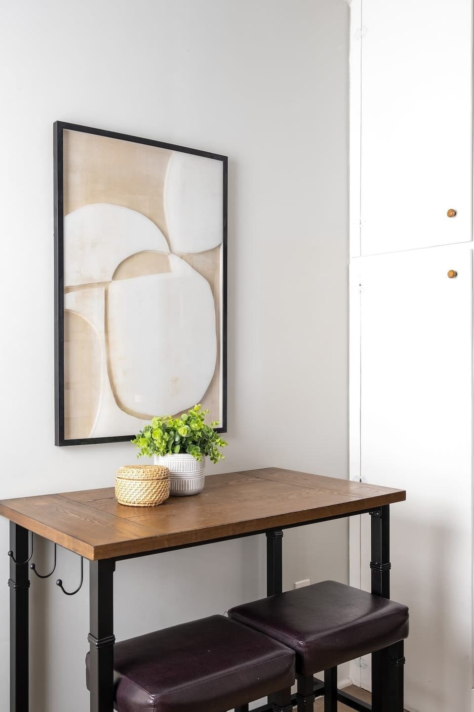 Sit up at the chic bar-style table with your coffee each morning 