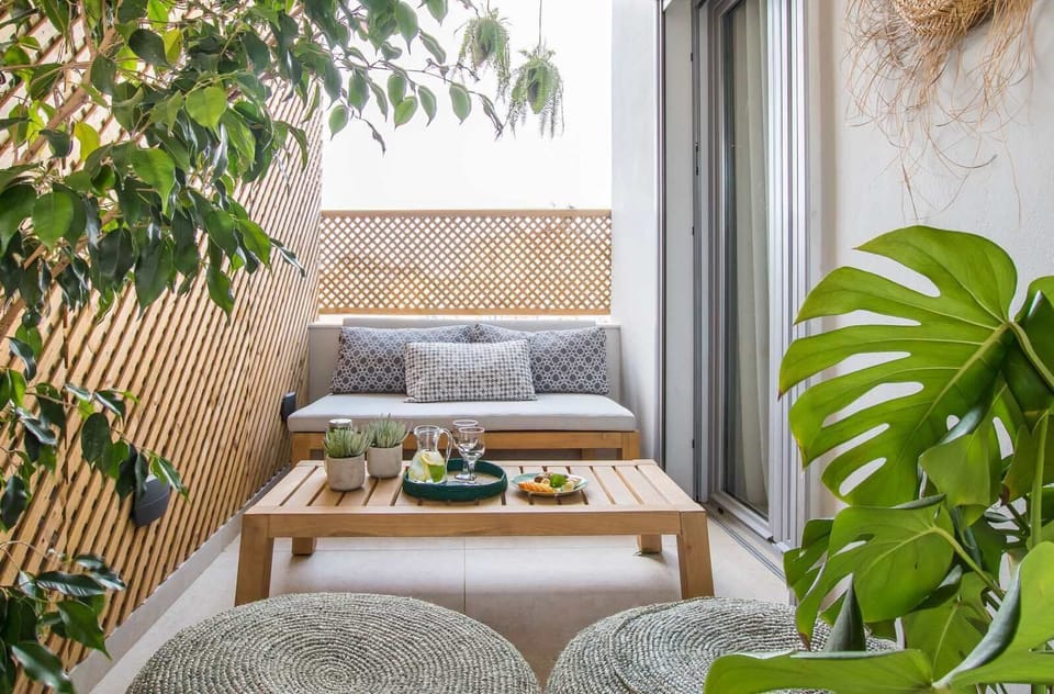 Stylish Athens Getaway Balcony Area with Outdoor Plants