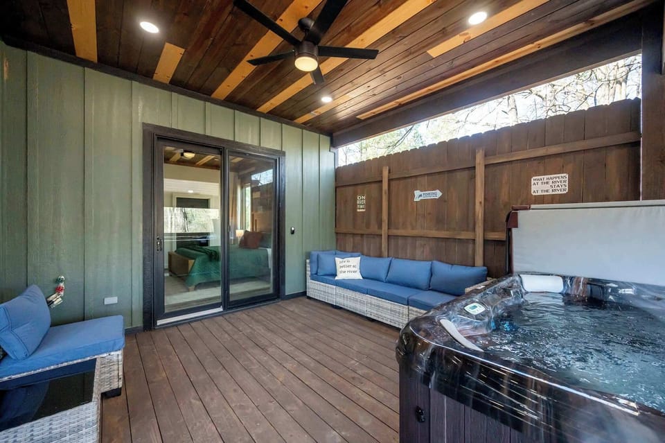 Deck off of bedroom 2 with hot tub 
