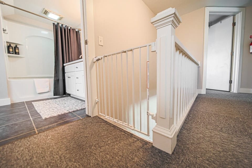 Safety gate available at the top of the stairs.