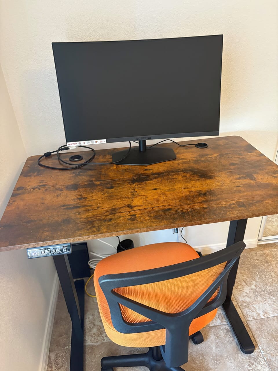 2 sit to stand desks, one located in master and 1 in the 3rd bedroom