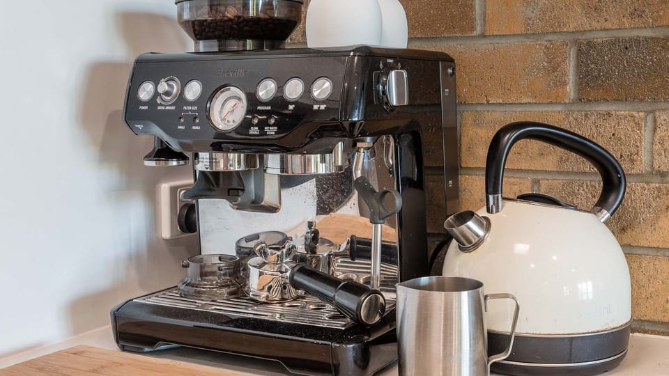 Coffee station with espresso machine and kettle for your morning brew