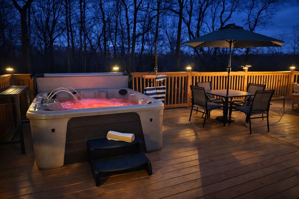 Private hot tub on your wooded deck