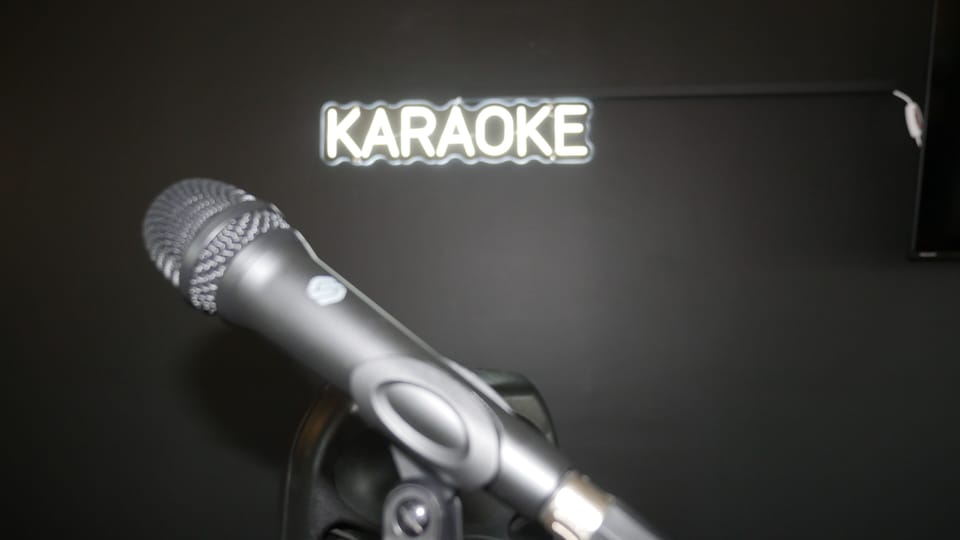 Lighted Karoake and Microphone. 