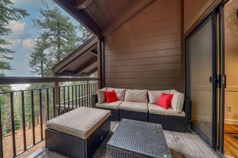 Private covered balcony for morning coffee or evening drinks with a view