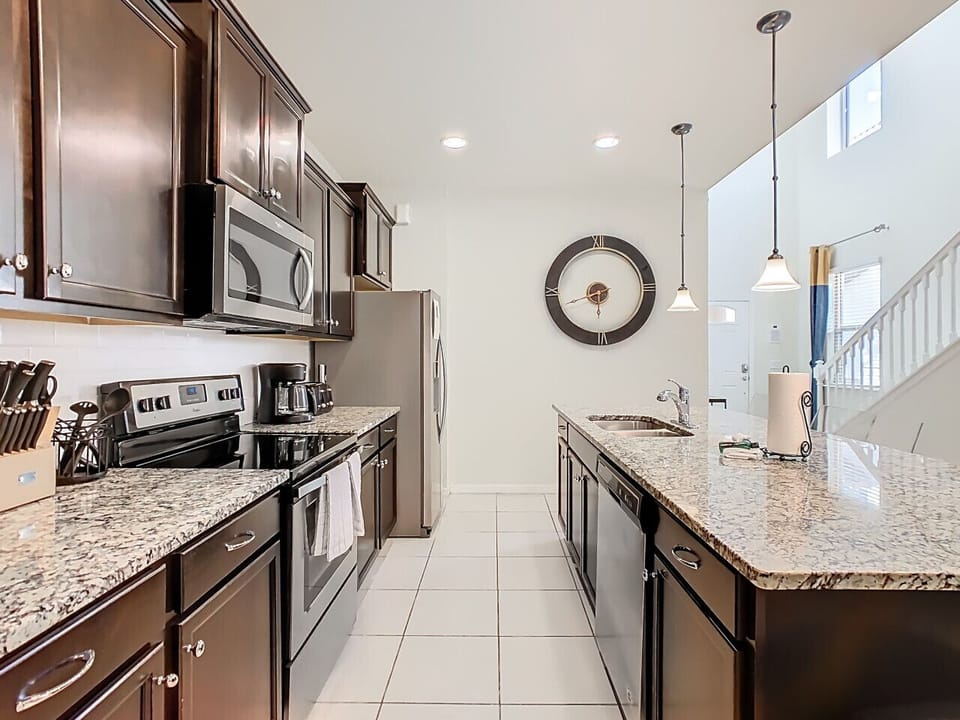 Spacious kitchen with modern appliances and plenty of counter space