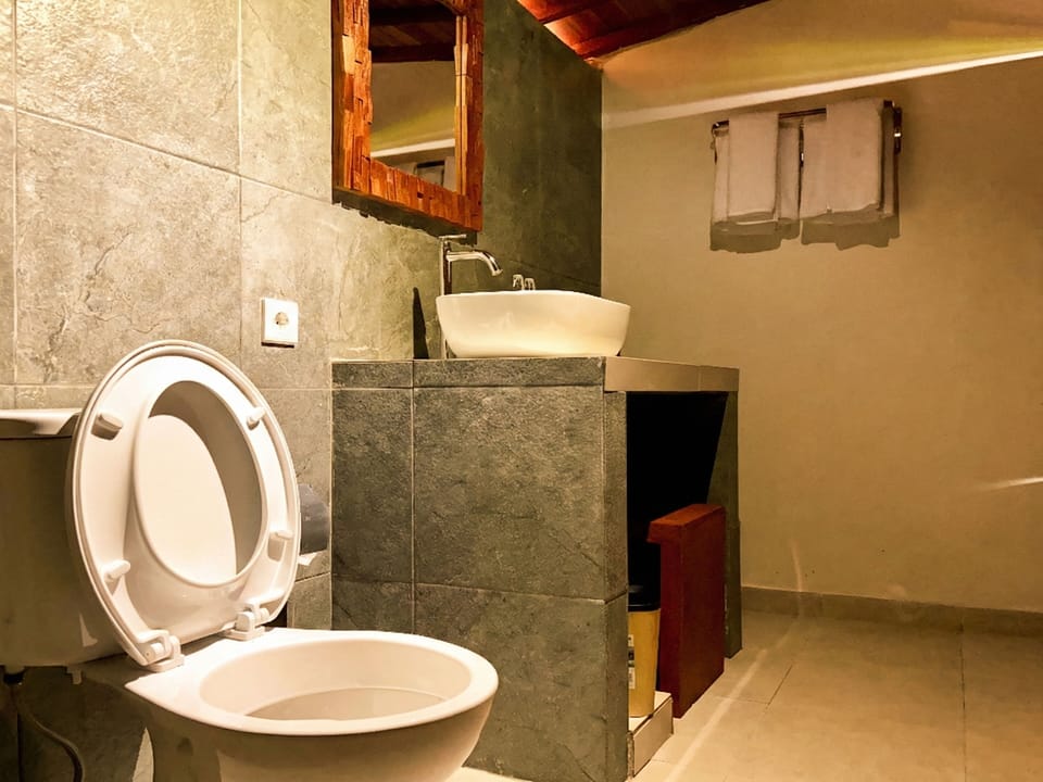 Shower, free toiletries, hair dryer, slippers