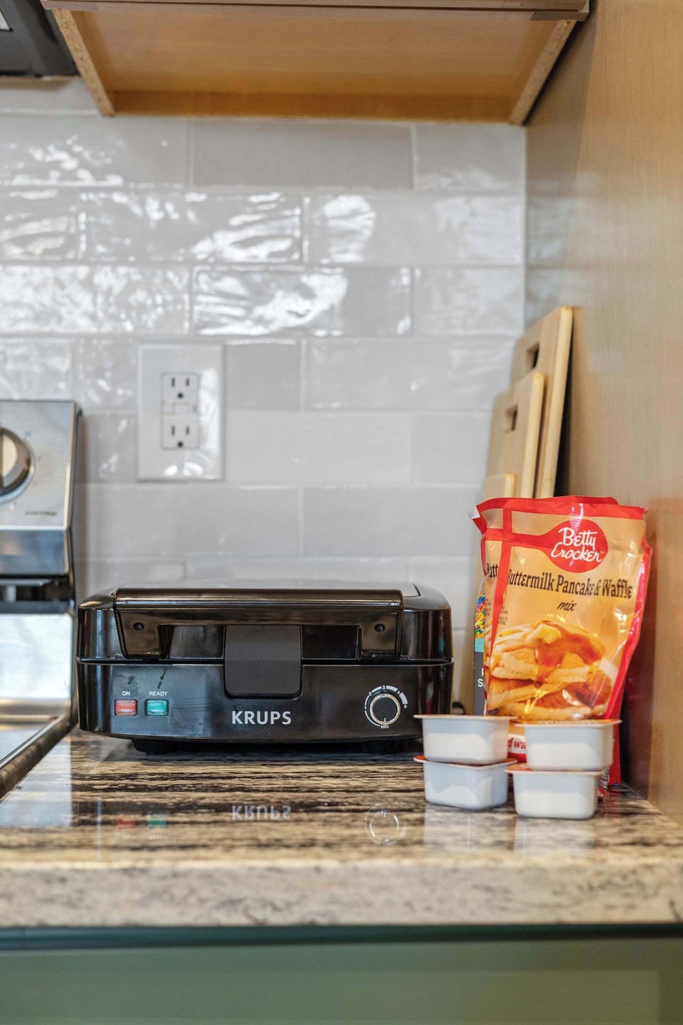 Make a delicious waffle at the waffle bar- mix, syrup & sprinkles included!