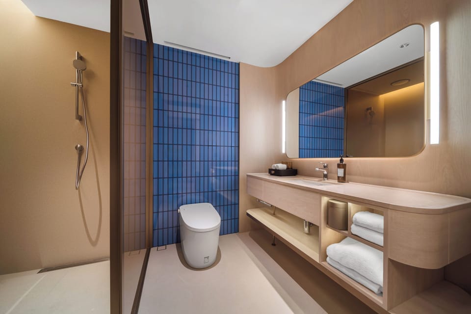 Shower, hair dryer, bathrobes, slippers