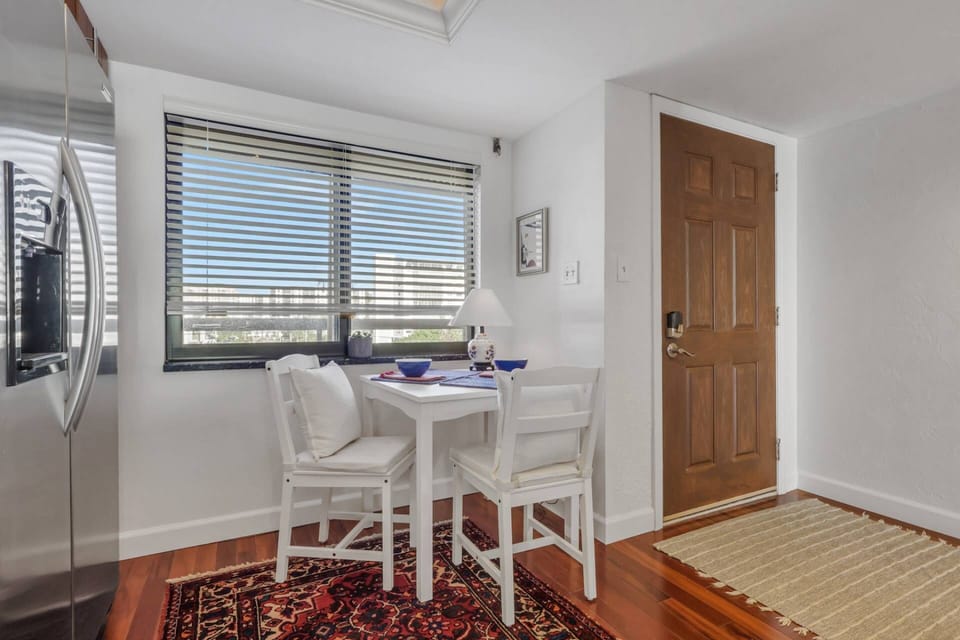 A bistro table for two makes a perfect breakfast spot - while enjoying an island view from the front of the condo.