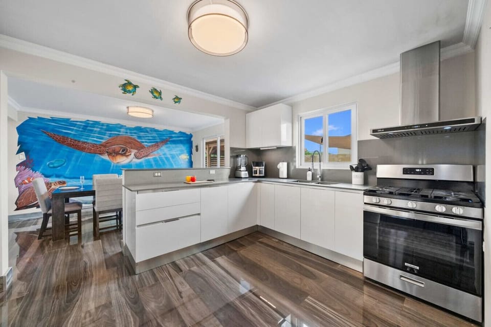 Modern kitchen at Aruba villa perfect for family meals and vacation cooking
